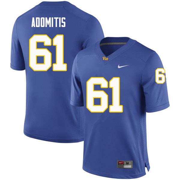 Men #61 Cal Adomitis Pittsburgh Panthers College Football Jerseys Sale-Royal